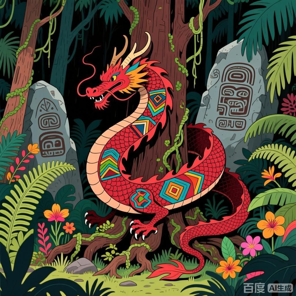 紅龍在哪些文化中有重要地位，四張插畫展現不同文化里的紅龍形象