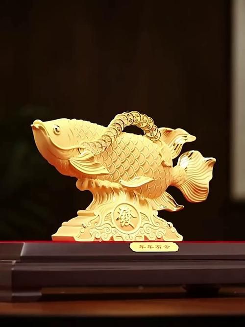 給我推薦幾款招財龍魚擺件，古月名匠全銅大漆金龍魚招財擺件