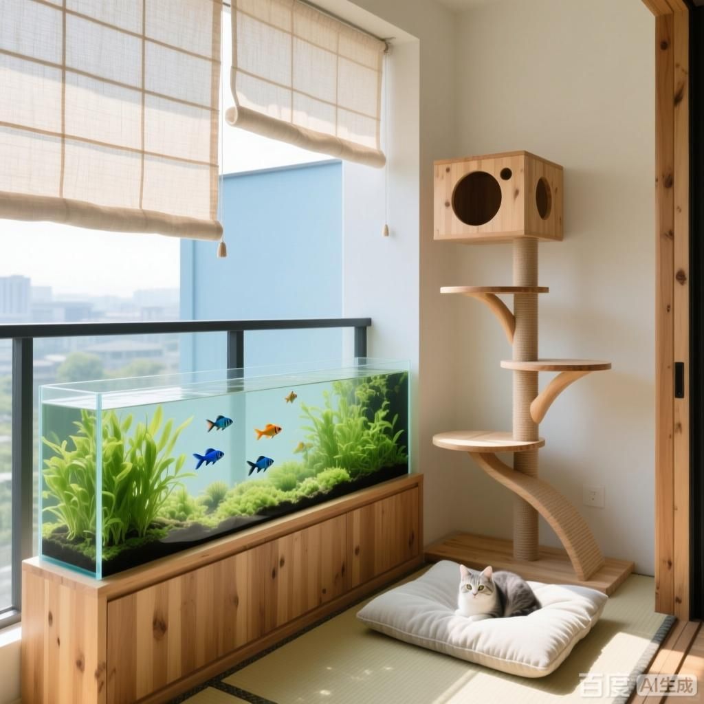 給我一些養(yǎng)魚和養(yǎng)貓的空間配置示例，養(yǎng)魚和養(yǎng)貓的空間配置