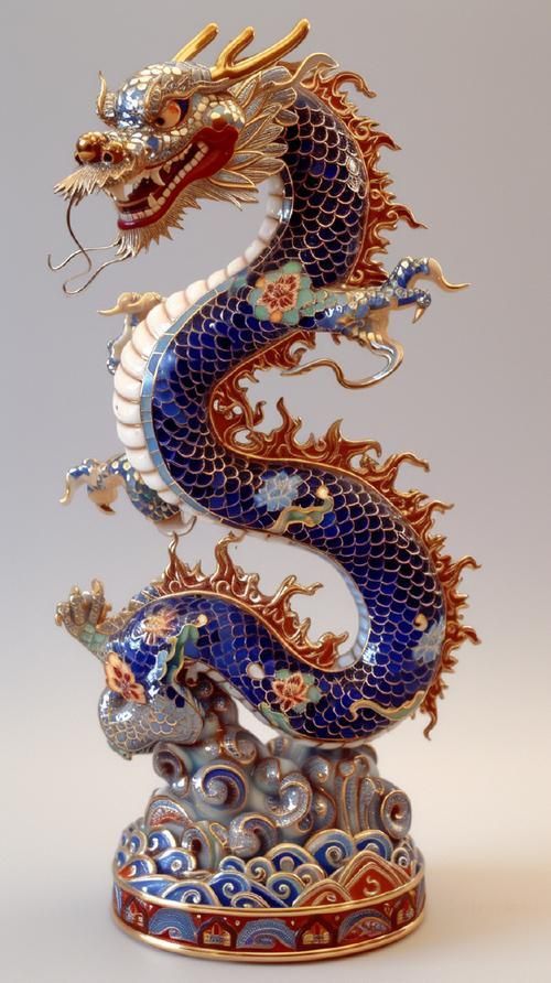 能否提供古典藍龍與金龍的圖片，古典藍龍與金龍在藝術中有哪些表現