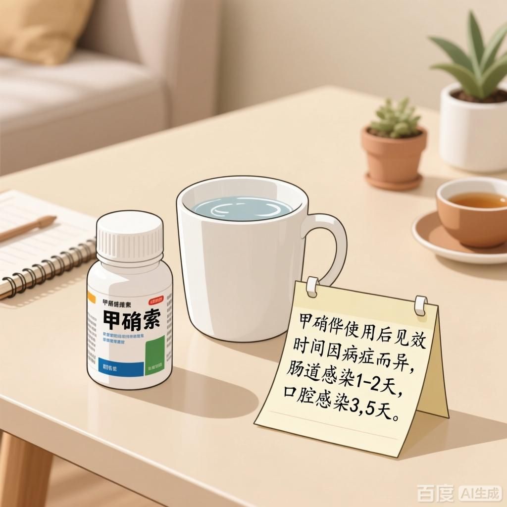 甲硝唑使用后多久見(jiàn)效，甲硝唑使用后多久見(jiàn)效，4張圖均為甲硝唑用藥科普類插畫(huà)