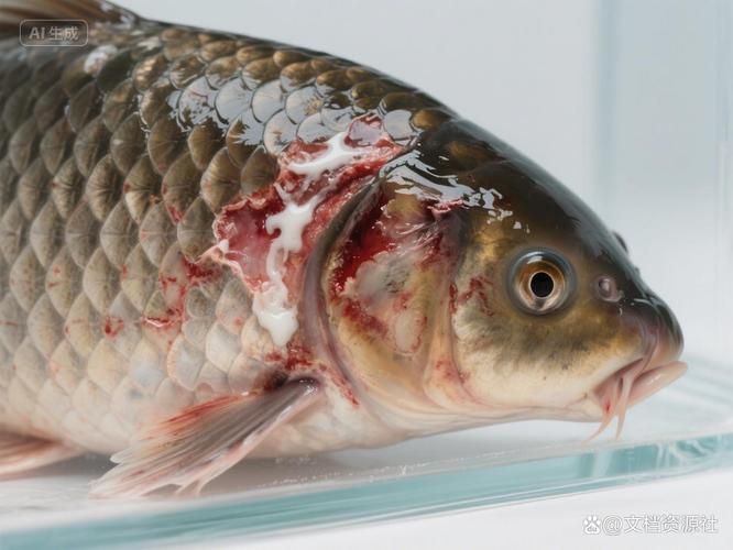 魚身上潰爛的癥狀圖片，魚身上出現(xiàn)潰爛的癥狀圖片，可能是由于細(xì)菌感染導(dǎo)致的