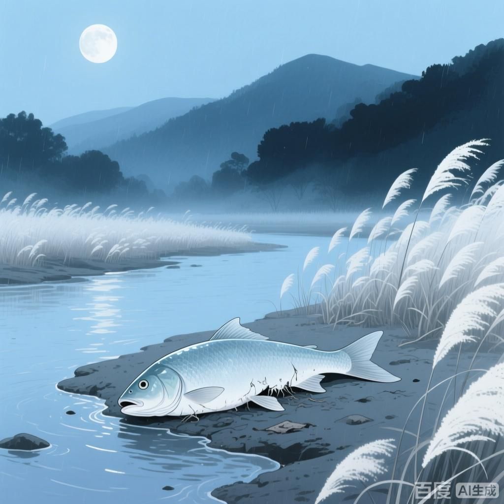 能否提供更多關于魚死亡的文化解讀，四幅插畫圍繞魚死亡的文化寓意展開