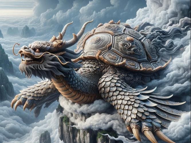 龍龜圖片高清無水印版，龍龜?shù)奈幕笳髋c古生物特征對比表
