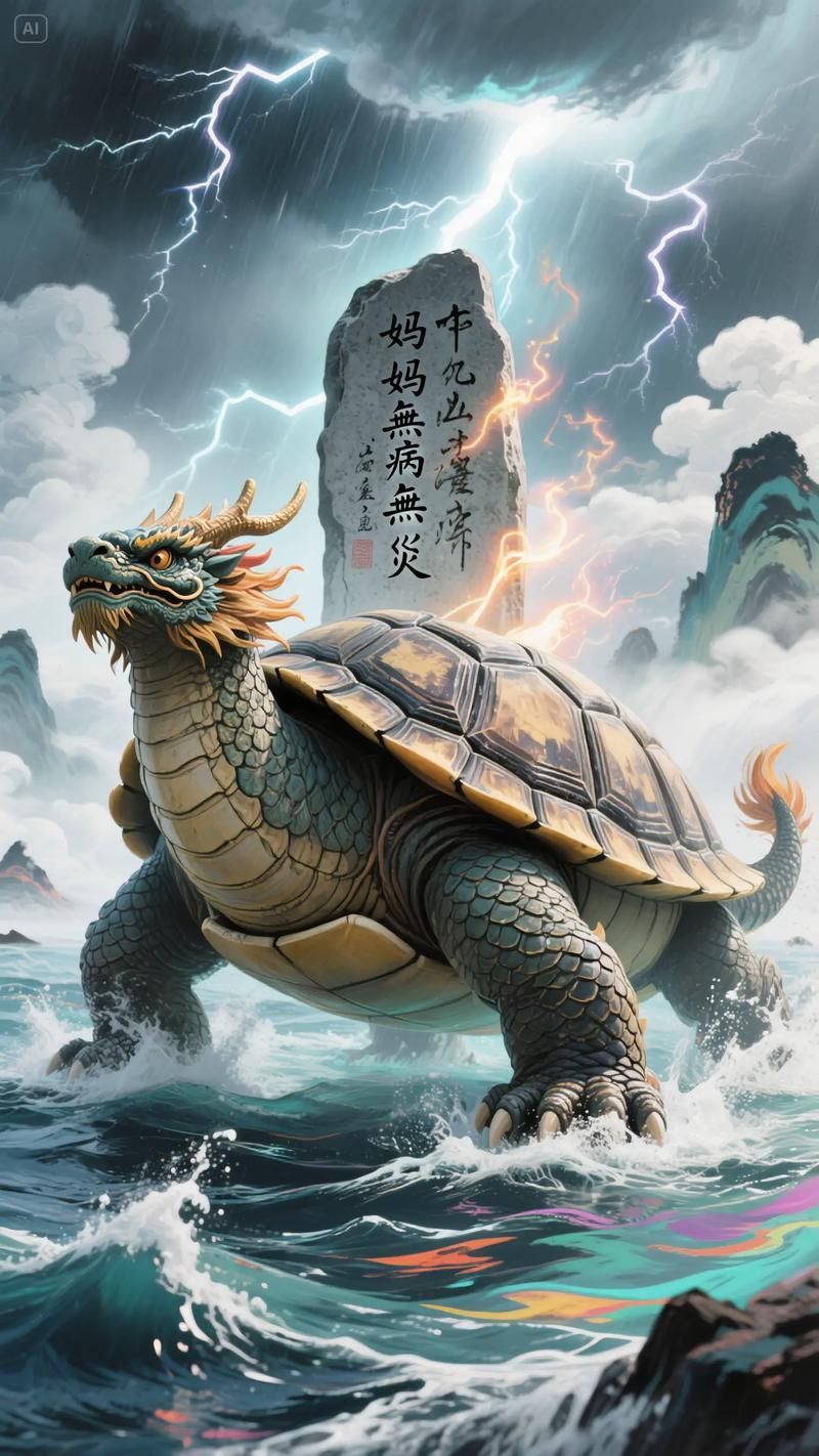 龍龜圖片高清無水印版，龍龜?shù)奈幕笳髋c古生物特征對比表