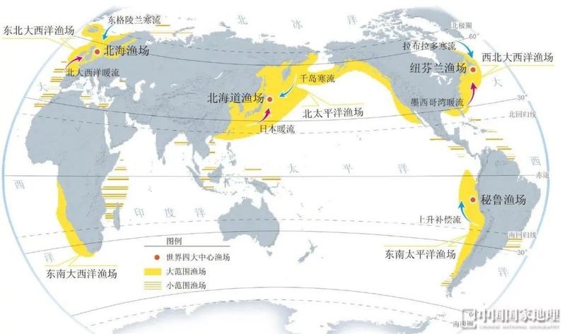 世界四大漁場及其成因，世界四大漁場形成的原因
