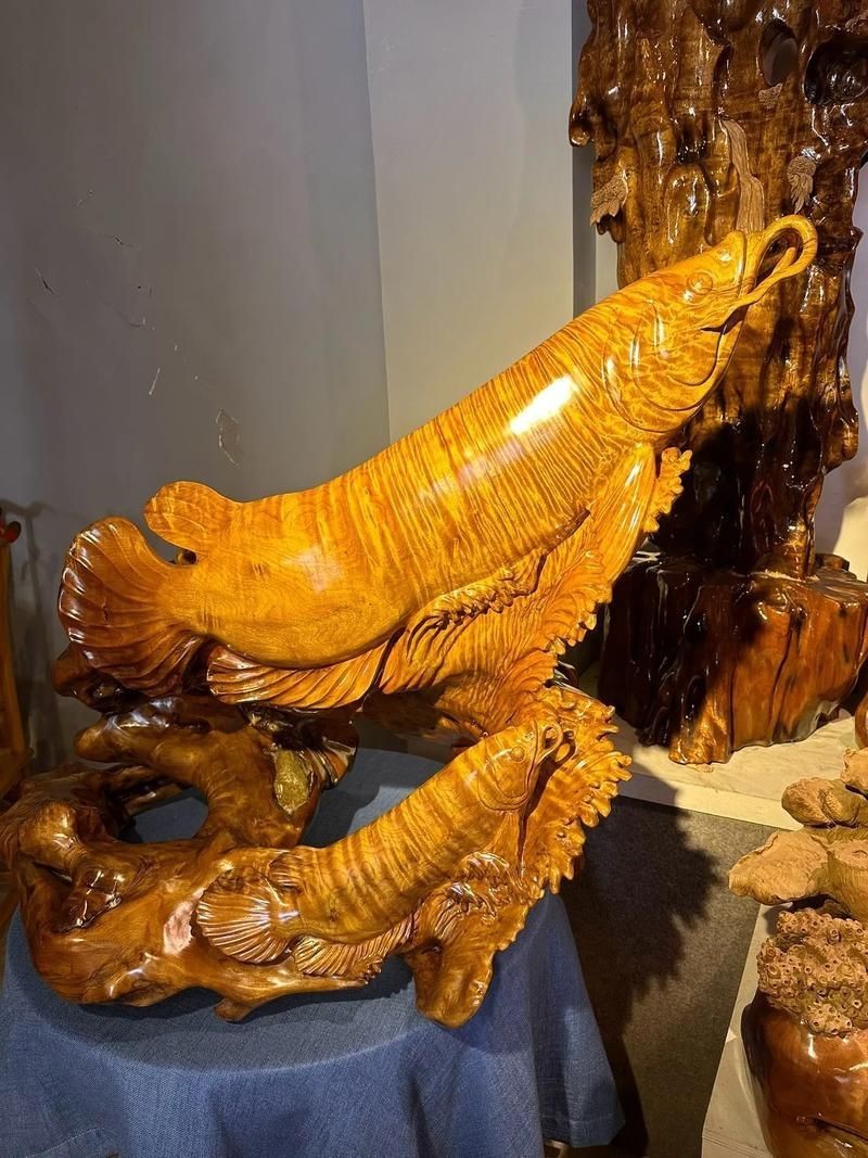 木雕金龍魚圖片大全大圖：木雕金龍魚木雕中式客廳擺件 木雕金龍魚圖片大全大圖：木雕金龍魚木雕中式客廳擺件 龍魚百科 第20張