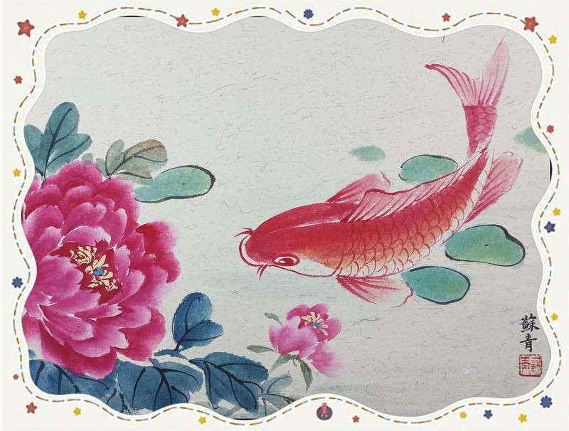 牡丹鯉魚寓意：牡丹與鯉魚在中國傳統(tǒng)文化中常被組合運用
