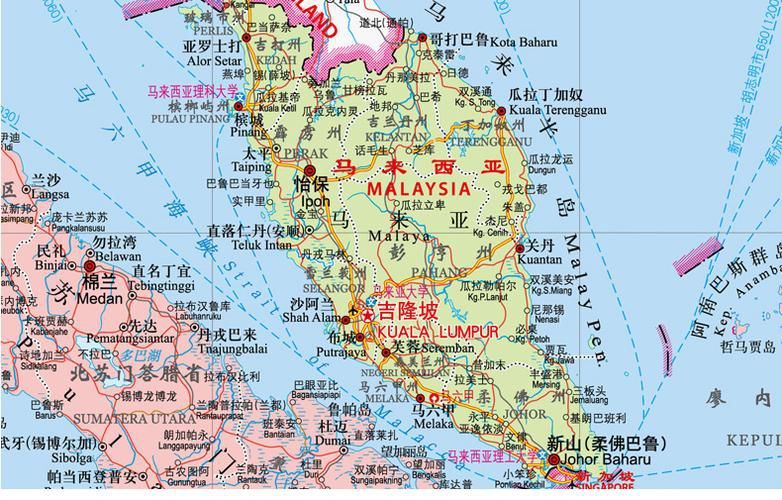 馬來西亞地圖中文全圖【《馬來西亞地圖中文全圖》】