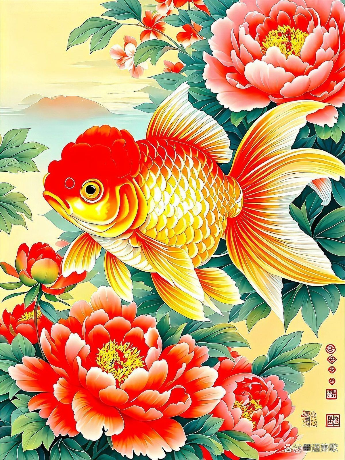 牡丹花和魚在一起的寓意，《牡丹花和魚在一起的寓意》