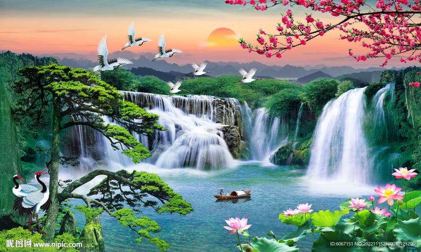 八方聚財(cái)山水圖片，“八方聚財(cái)山水圖片”是一類融合傳統(tǒng)吉祥寓意與自然美景的創(chuàng)作
