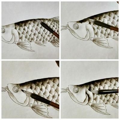 金龍魚(yú)畫(huà)法上色步驟（中國(guó)水墨畫(huà)技法金龍魚(yú)畫(huà)作配景選擇技巧，金龍魚(yú)鱗片繪畫(huà)技巧）