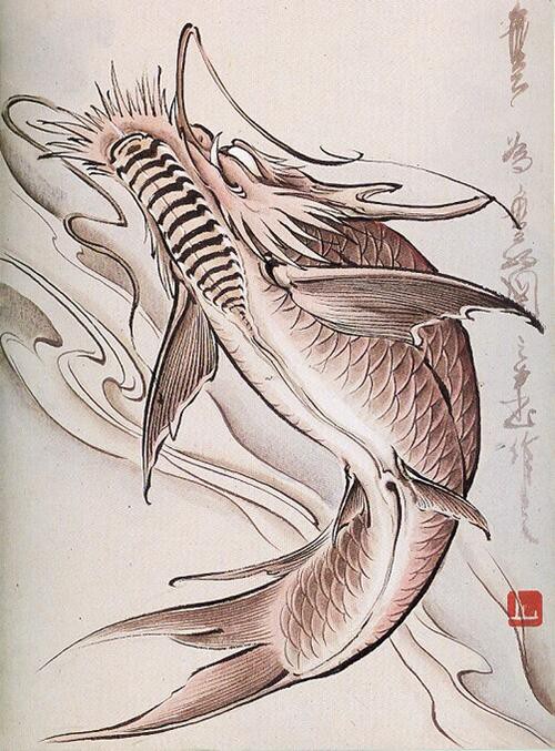 紋身圖案龍魚(yú)