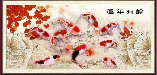 九龍魚國畫：九龍魚國畫寓意著“九如”有所關聯，每一條魚都代表其中一“如”