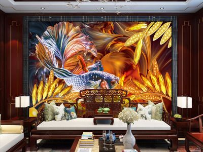 金龍魚背景墻效果圖：金龍魚背景墻效果圖設計 金龍魚背景墻效果圖：金龍魚背景墻效果圖設計 龍魚百科 第2張