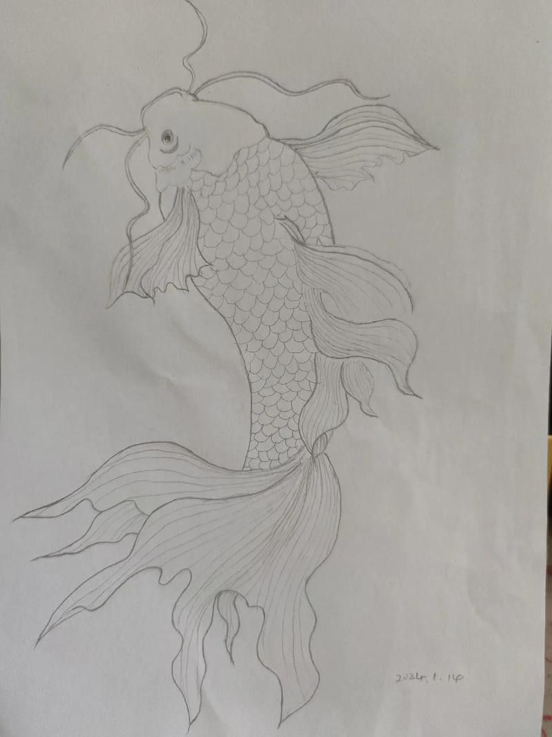 金龍魚簡筆畫素描