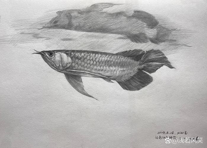金龍魚簡筆畫素描