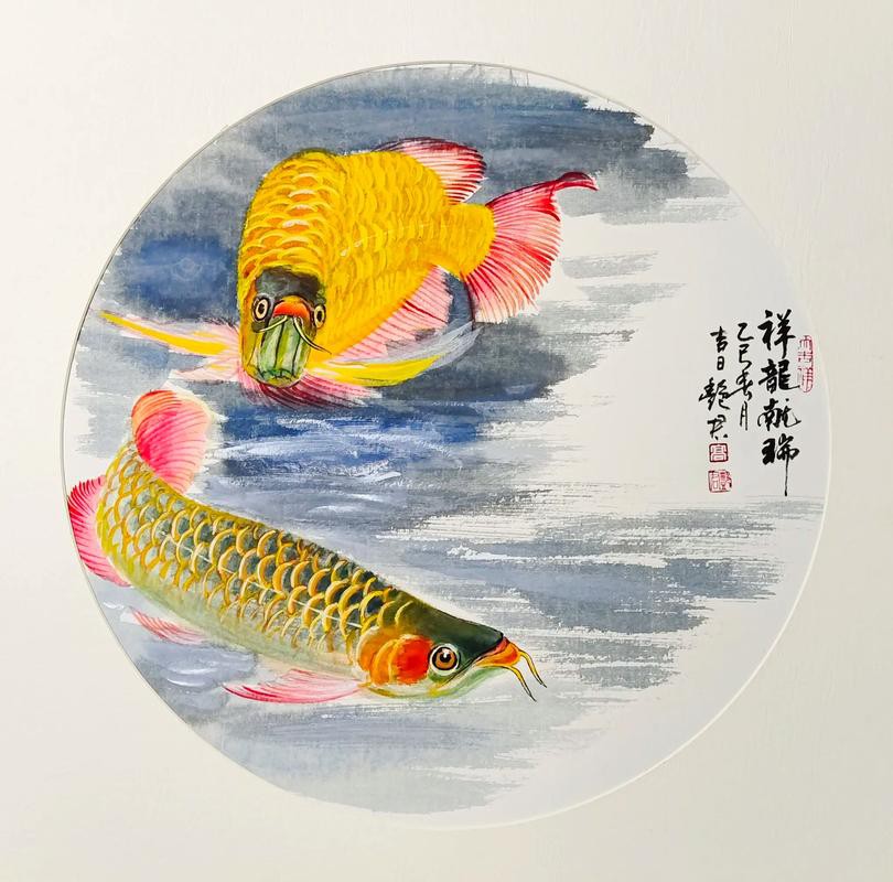 寫意國畫金龍魚圖片高清