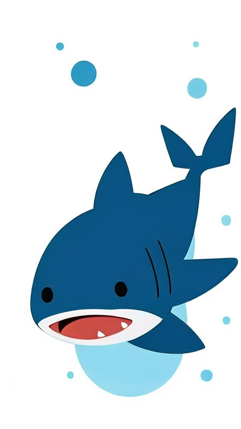 藍色可愛小鯊魚壁紙