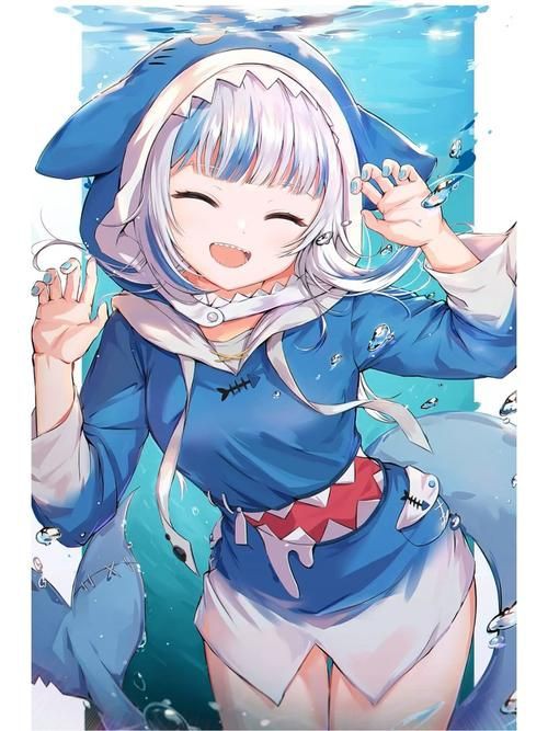 藍色可愛小鯊魚壁紙