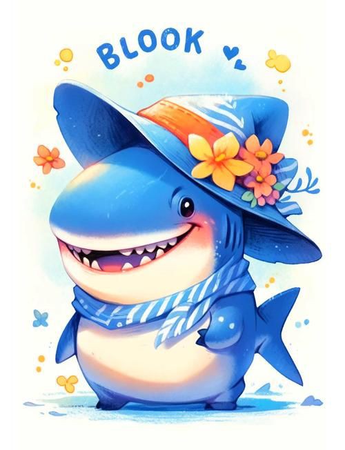 藍色可愛小鯊魚壁紙