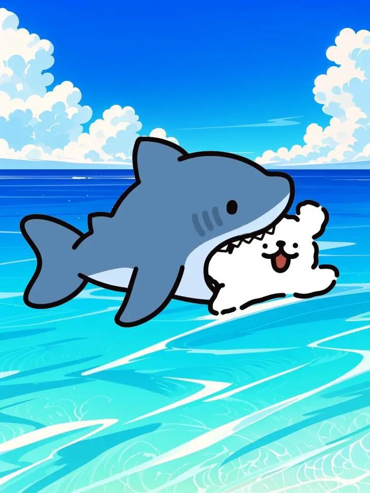 藍色可愛小鯊魚壁紙
