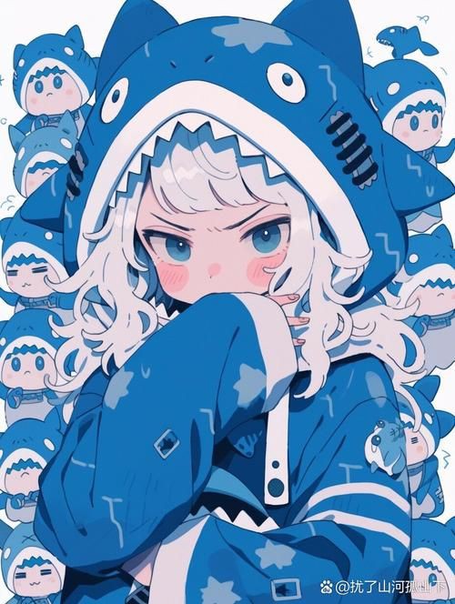 藍色可愛小鯊魚壁紙