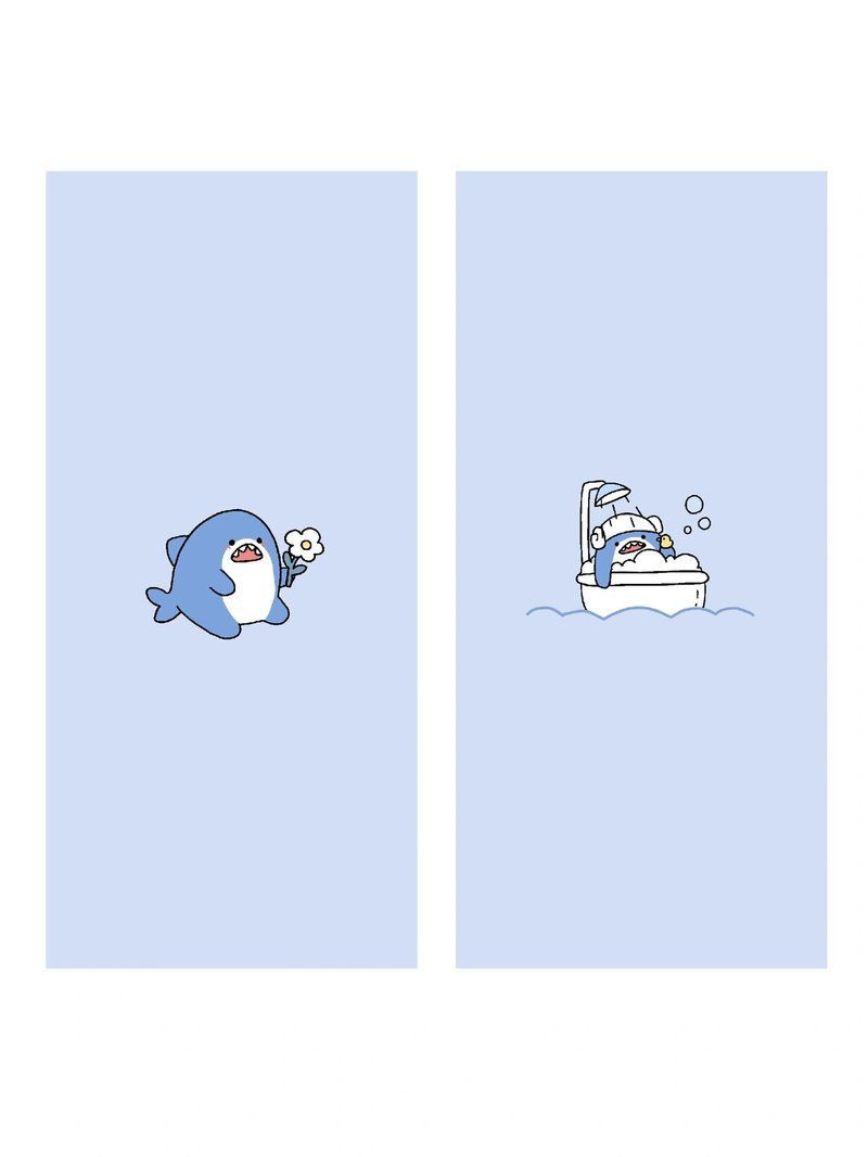 藍色可愛小鯊魚壁紙