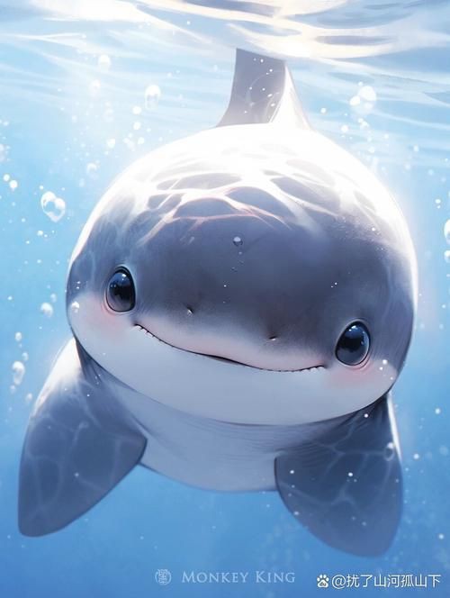 藍色可愛小鯊魚壁紙