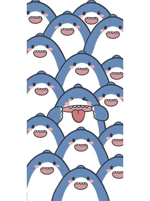 藍色可愛小鯊魚壁紙