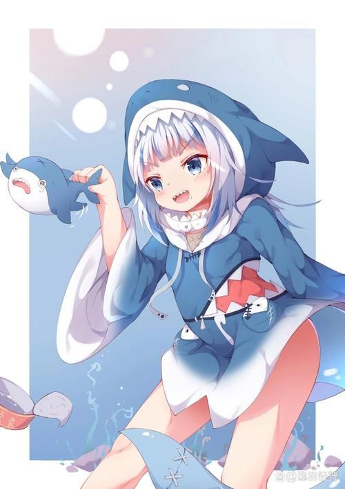 藍色可愛小鯊魚壁紙