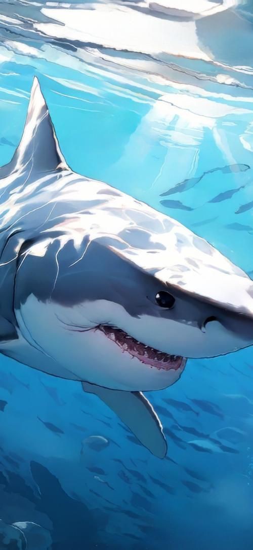 藍色可愛小鯊魚壁紙