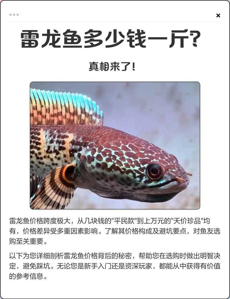 雷龍魚一般多少錢一條 雷龍魚一般多少錢一條 龍魚百科 第2張